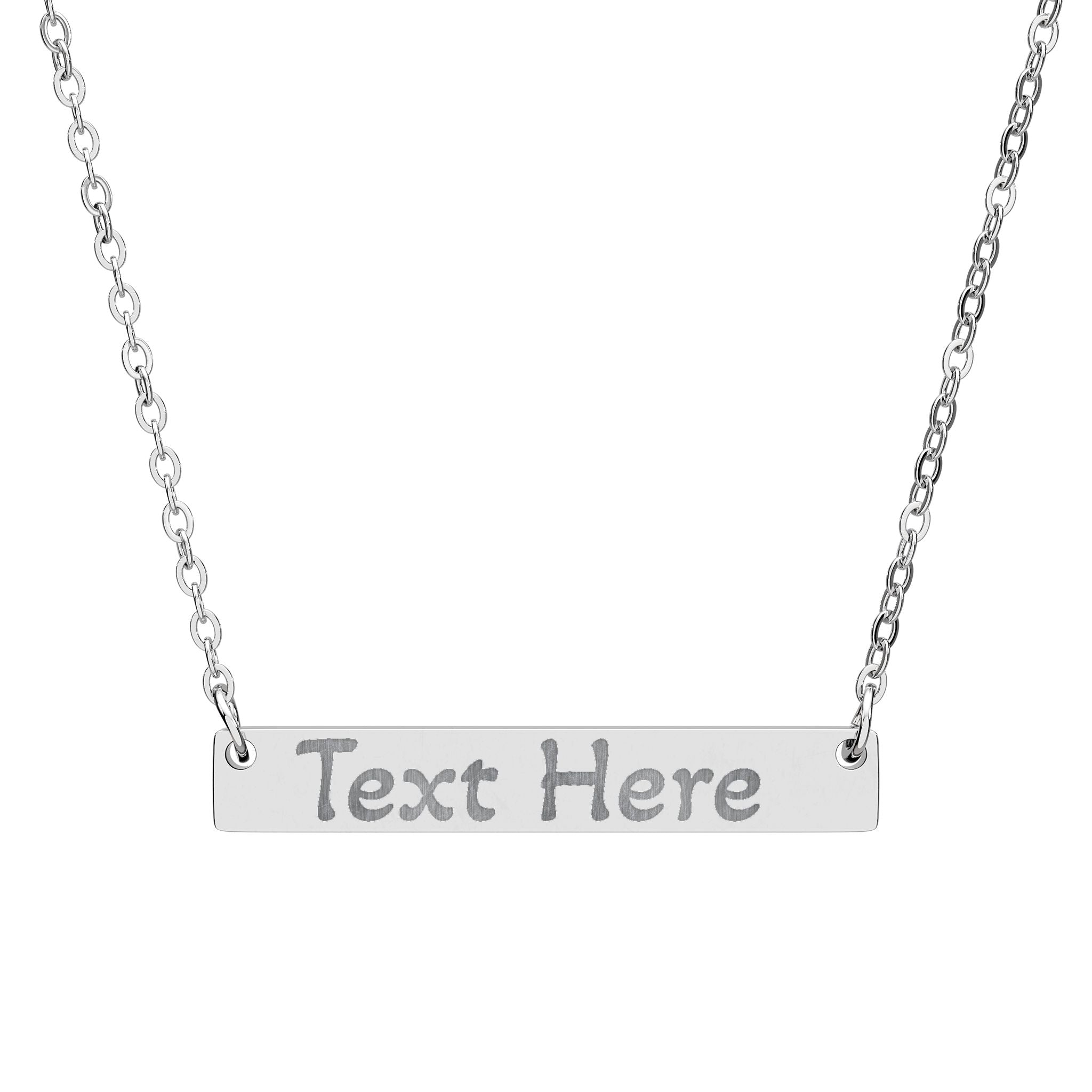 Engravable Horizontal Bar Necklace — Personalized Name & Message Pendant