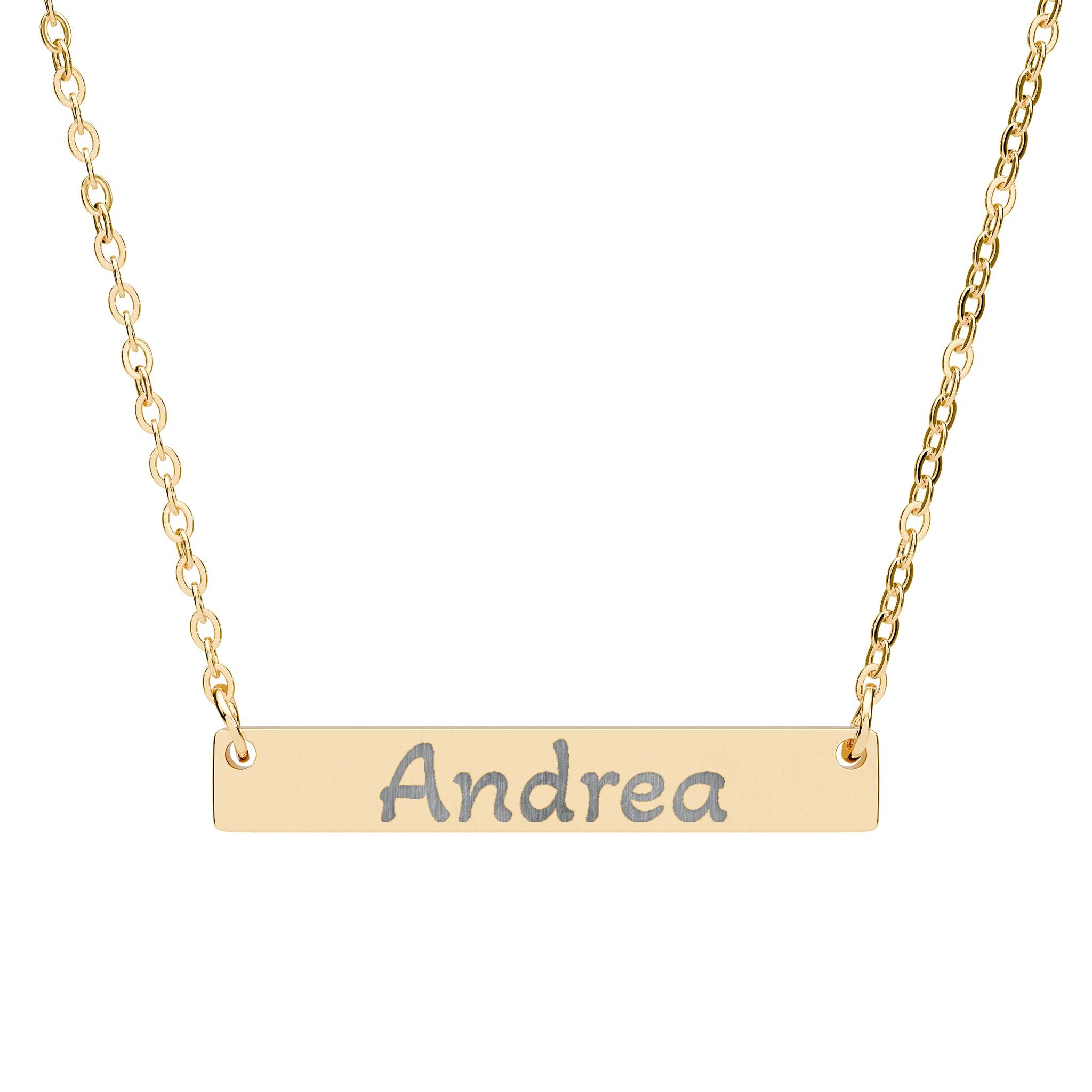 Engravable Gold Horizontal Bar Necklace — Personalized Name Bar Necklace